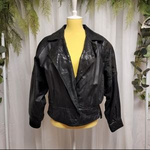 Vintage Snake Print Leather Jacket